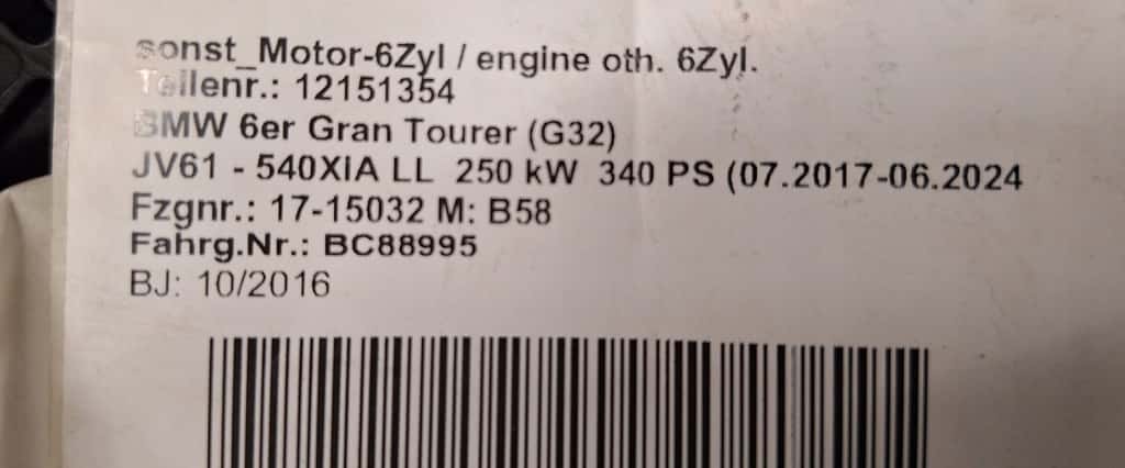 Moteur B58 B30 A vue 8
